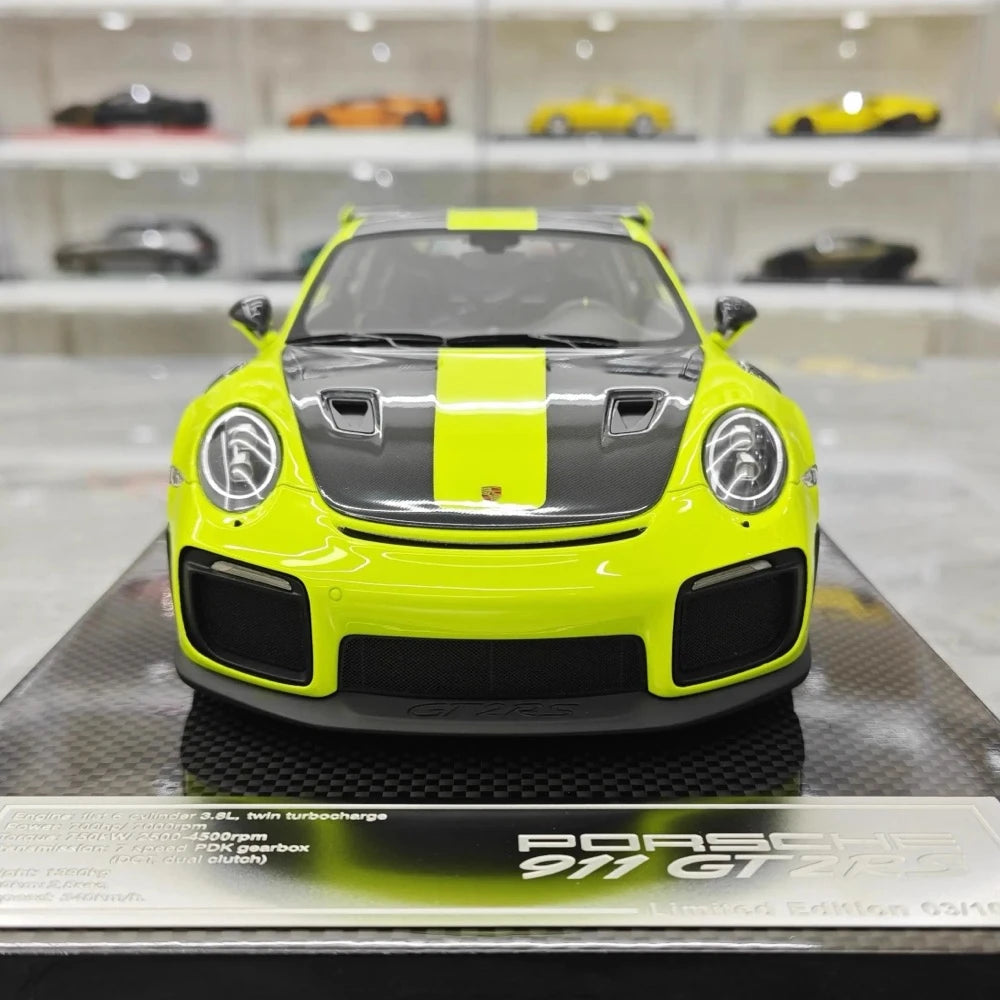 [Davis & Giovanni] 1:18 Porsche 2018 911 GT2 RS Weissach confezione Cyan modellino di auto resina
