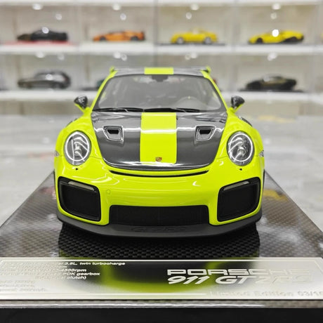 [Davis & Giovanni] 1:18 Porsche 2018 911 GT2 RS Weissach Package Cyan voiture miniature Resin