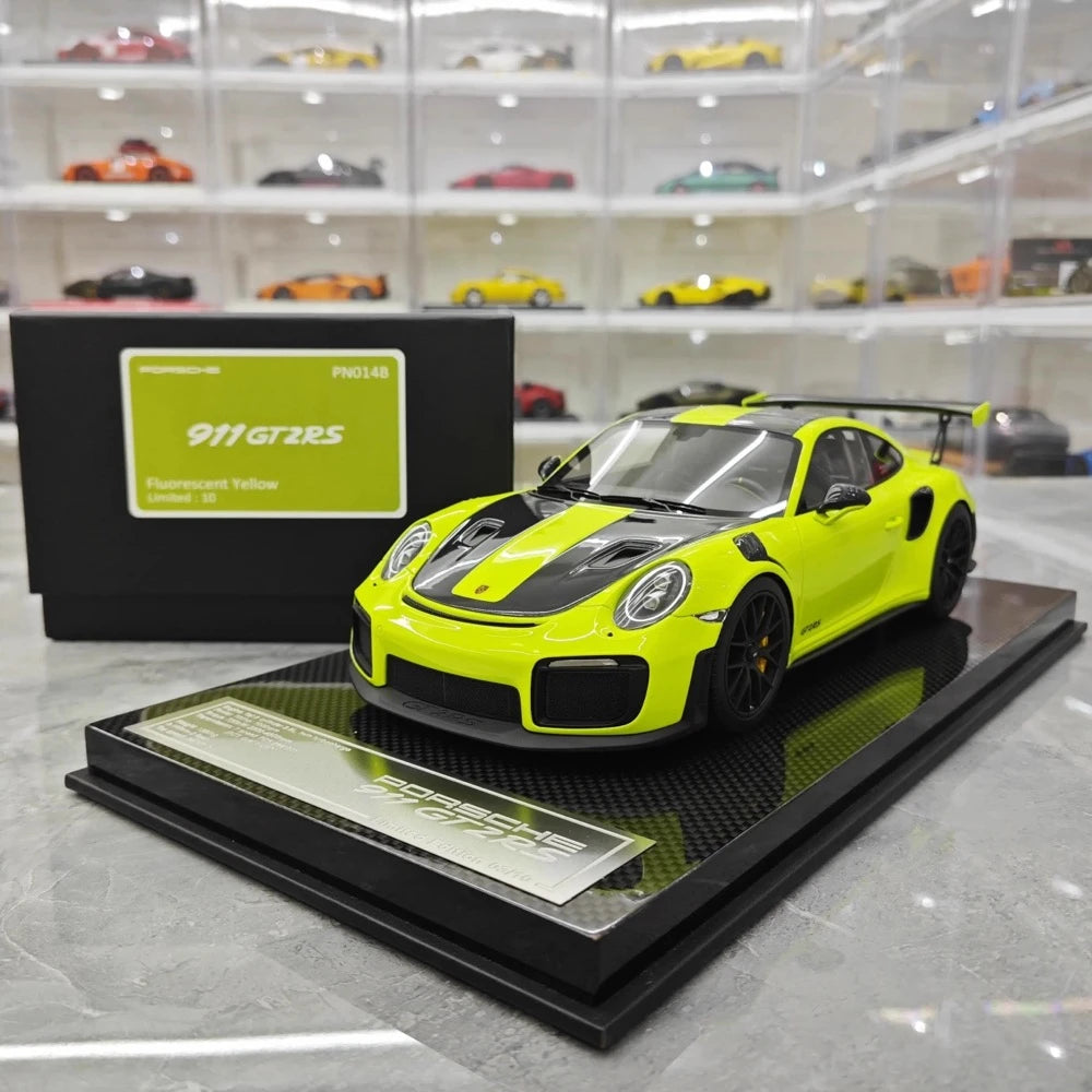 [Davis & Giovanni] 1:18 Porsche 2018 911 GT2 RS Weissach confezione Cyan modellino di auto resina