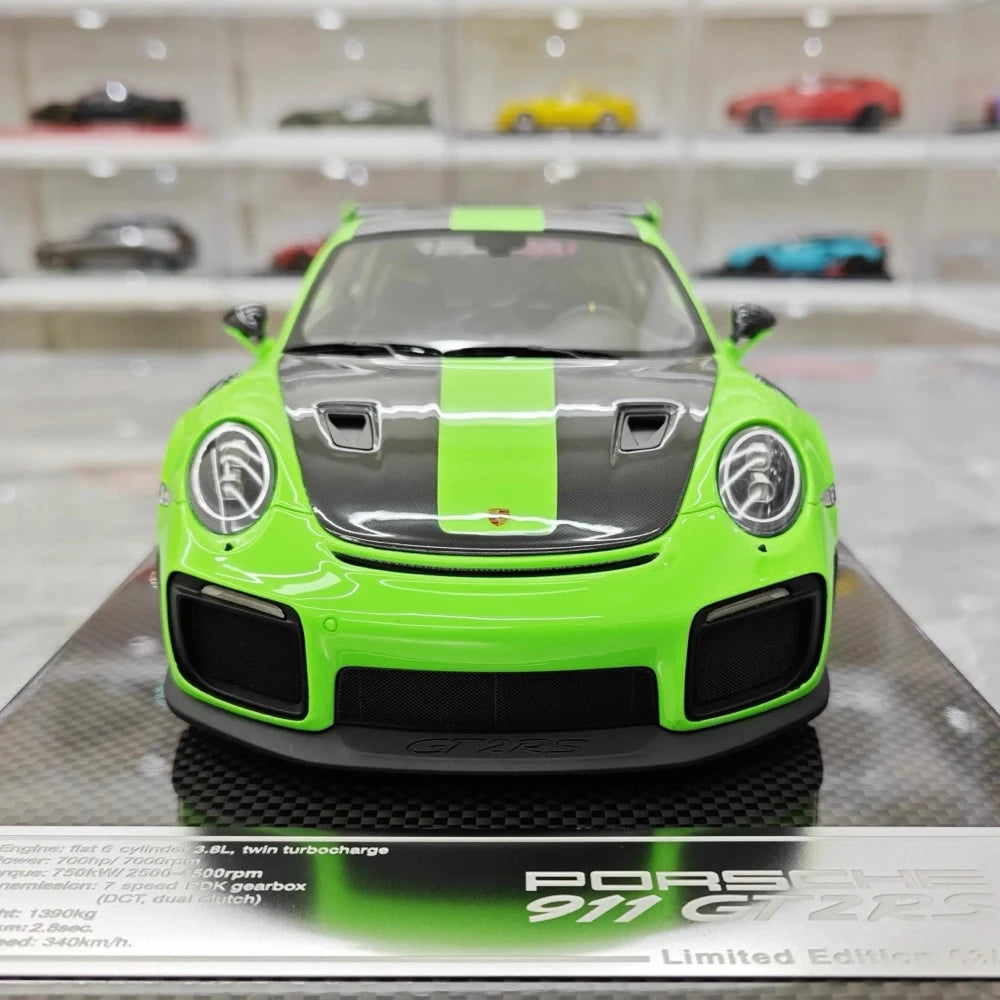 [Davis & Giovanni] 1:18 Porsche 2018 911 GT2 RS Weissach confezione verde modellino di auto resina