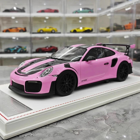 [Davis & Giovanni] 1:18 Porsche 2018 911 GT2 RS Weissach Package rose voiture miniature Resin