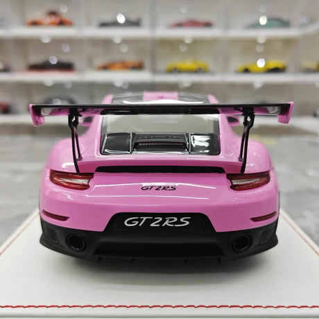 [Davis & Giovanni] 1:18 Porsche 2018 911 GT2 RS Weissach Package rose voiture miniature Resin