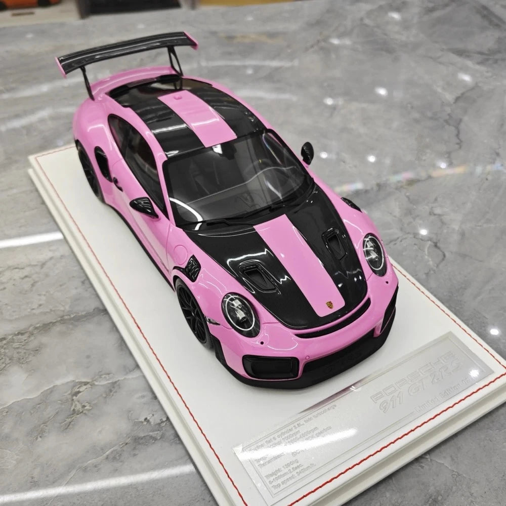 [Davis & Giovanni] 1:18 Porsche 2018 911 GT2 RS Weissach Package Pink Model Car Resin