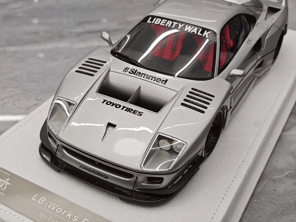[BBA] 1:18 Ferrari 1987 F40 Liberty Walk Widebody Silver Model Car Resin