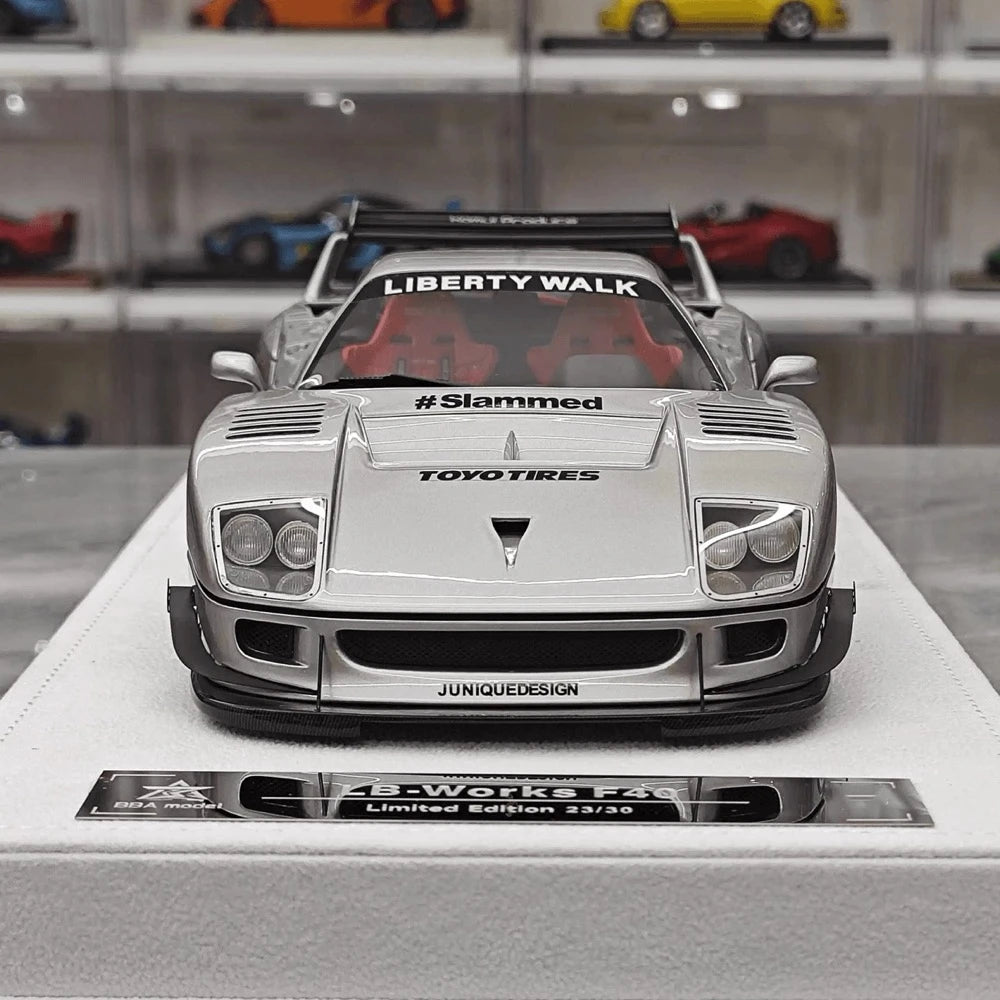[BBA] 1:18 Ferrari 1987 F40 Liberty Walk Widebody Silver Model Car Resin