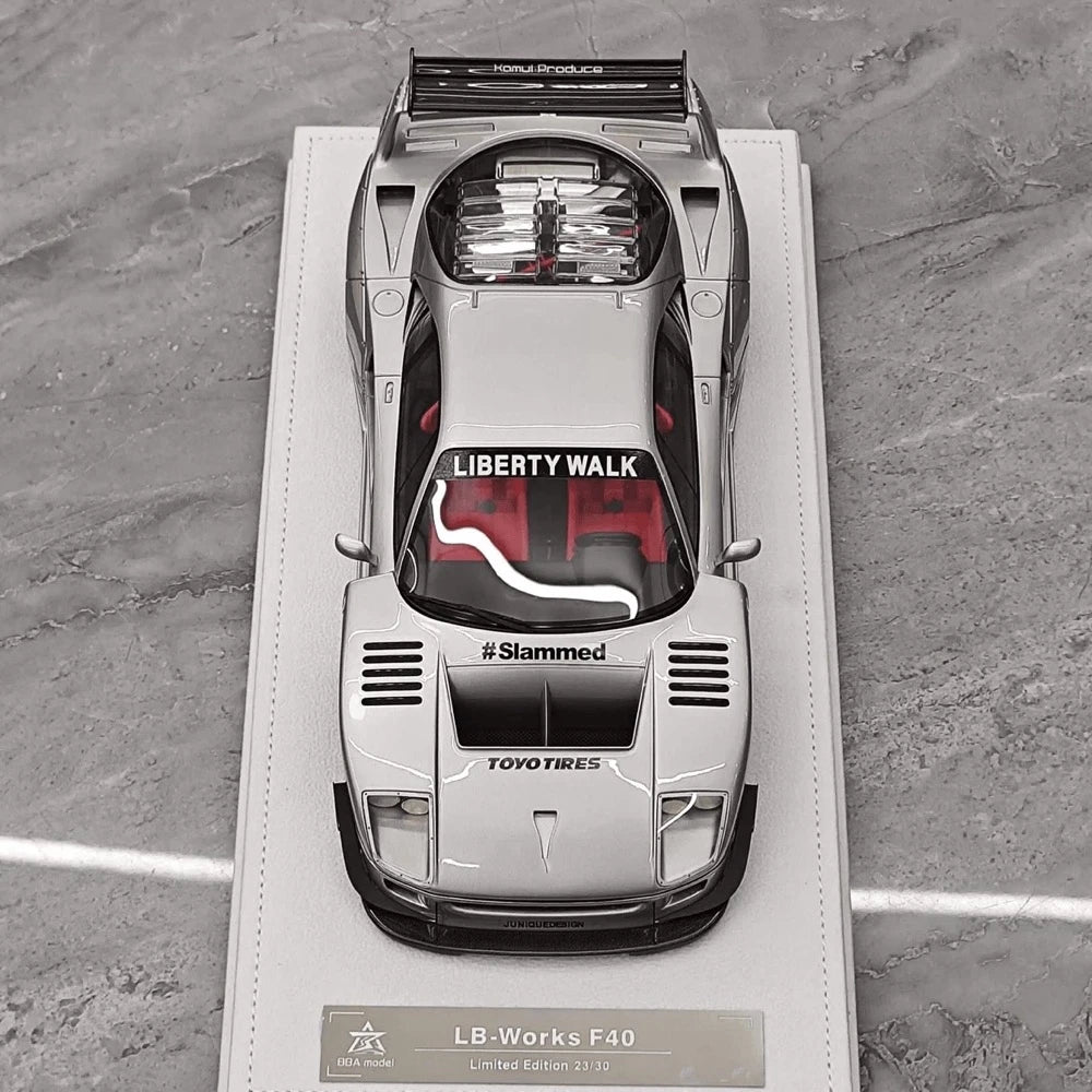 [BBA] 1:18 Ferrari 1987 F40 Liberty Walk Widebody argent voiture miniature Resin
