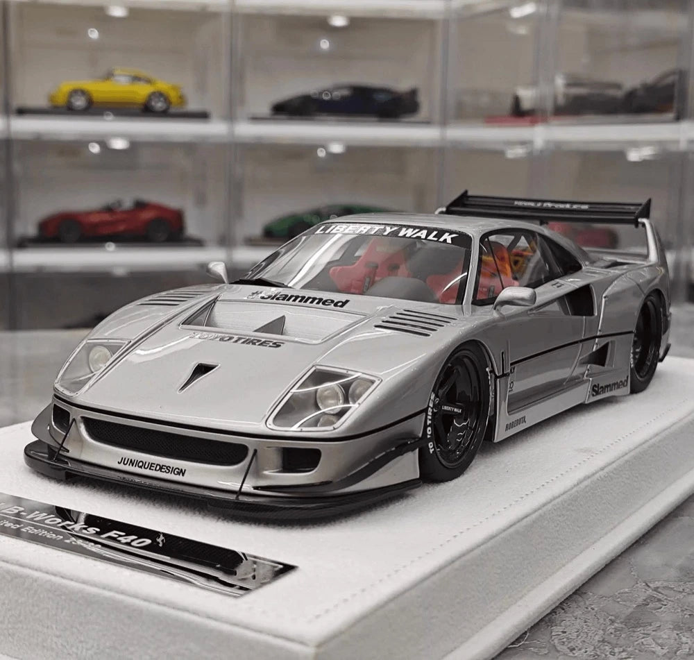 [BBA] 1:18 Ferrari 1987 F40 Liberty Walk Widebody Silver Model Car Resin