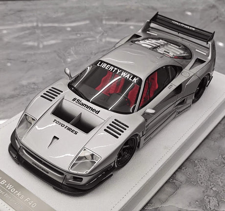 [BBA] 1:18 Ferrari 1987 F40 Liberty Walk Widebody Silver Model Car Resin