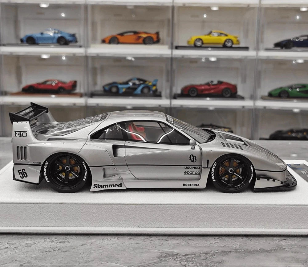 [BBA] 1:18 Ferrari 1987 F40 Liberty Walk Widebody argent voiture miniature Resin