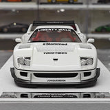 [BBA] 1:18 Ferrari 1987 F40 Liberty Walk Widebody vit modellbil harts