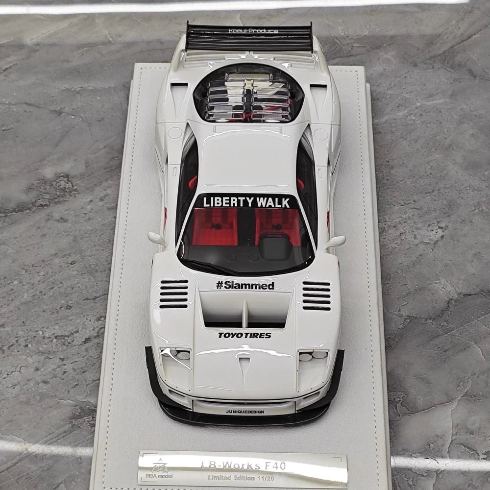 [BBA] 1:18 Ferrari 1987 F40 Liberty Walk Widebody White Model Car Resin