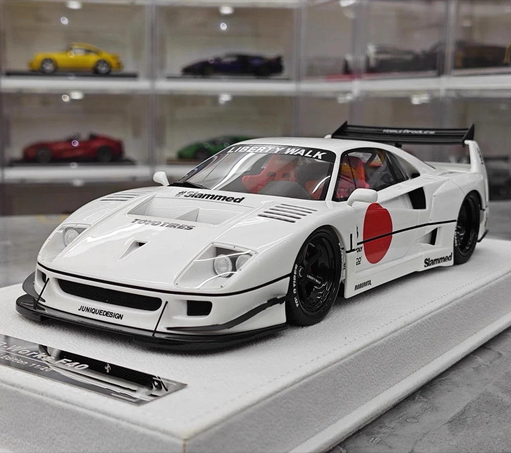 [BBA] 1:18 Ferrari 1987 F40 Liberty Walk Widebody vit modellbil harts