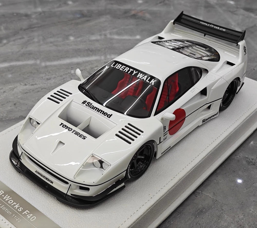 [BBA] 1:18 Ferrari 1987 F40 Liberty Walk Widebody White Model Car Resin