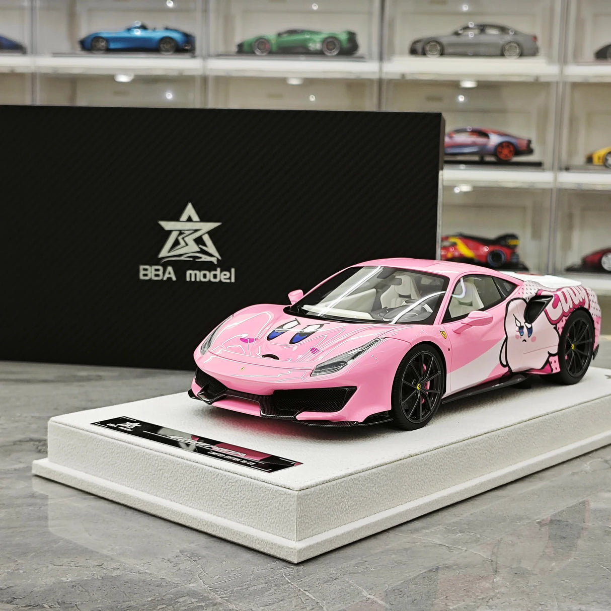 BBA Ferrari 2018 488 Pista Kirby Livery 1:18 – Sammelobjekt-Resin-Modellharz