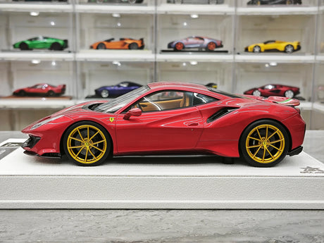 BBA Ferrari 2018 488 Pista Metallic Red Italian Flag Livery 1:18 – Collectible Resin Model Resin
