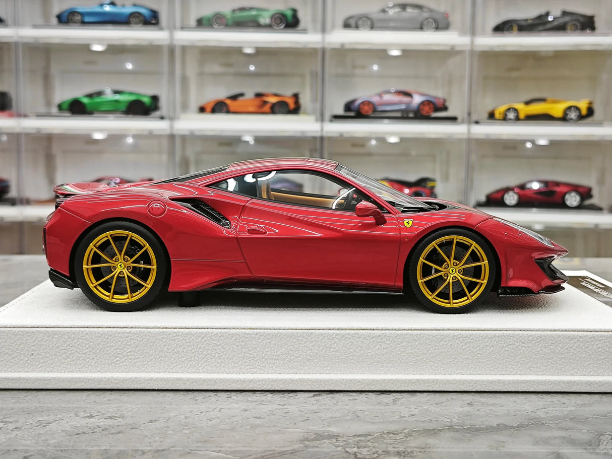 BBA Ferrari 2018 488 피스타 메탈릭 레드 이탈리아 국기 도색 1:18 – 수집용 레진 모델 레진