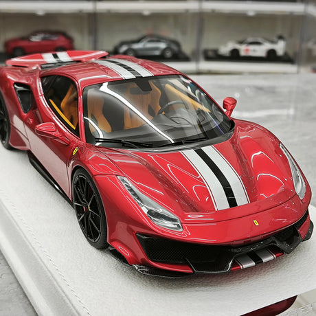 BBA Ferrari 2018 488 Pista Metallic Red Silver Black Livery 1:18 – Collectible Resin Model Resin