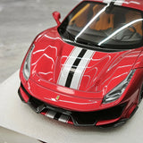 BBA Ferrari 2018 488 Pista Metallic Red Silver Black Livery 1:18 – Sammelobjekt-Resin-Modellharz