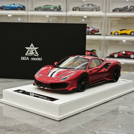 BBA Ferrari 2018 488 Pista Metallic Red Silver Black Livery 1:18 – Collectible Resin Model Resin