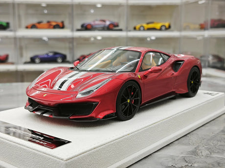 BBA Ferrari 2018 488 Pista Metallic Red Silver Black Livery 1:18 – Collectible Resin Model Resin