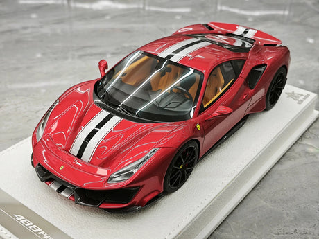 BBA Ferrari 2018 488 Pista Metallic Red Silver Black Livery 1:18 – Collectible Resin Model Resin