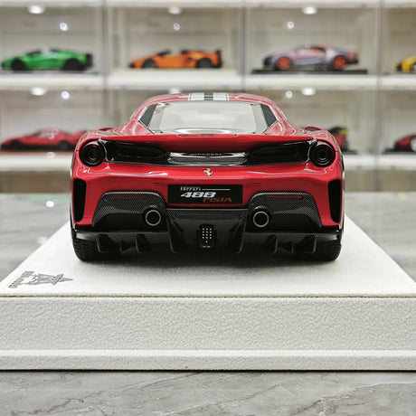 BBA Ferrari 2018 488 Pista Metallic Red Silver Black Livery 1:18 – Collectible Resin Model Resin