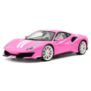 BBA Ferrari 2018 488 Pista rosa-weiße Lackierung 1:18 – Sammler-Modellauto aus Resin