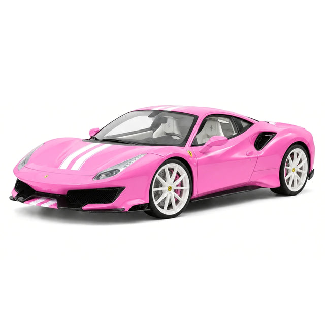 BBA Ferrari 2018 488 Pista Pink White 1:18 – Resina de Modelo de Resina de Coleção