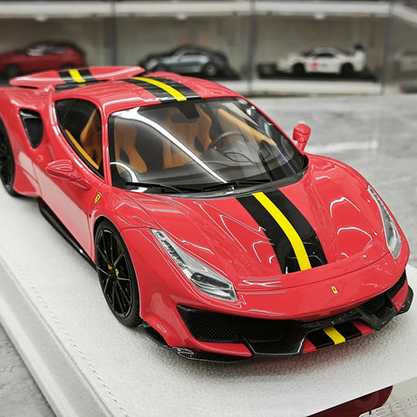 BBA Ferrari 2018 488 Pista Standard Red Black Yellow Livery 1:18 – Collectible Resin Model Resin