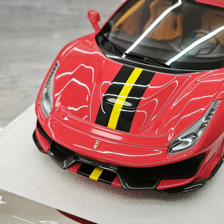 BBA Ferrari 2018 488 Pista Standard Red Black Yellow Livery 1:18 – Collectible Resin Model Resin