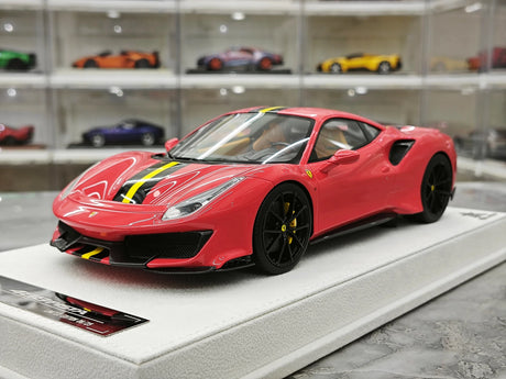 BBA Ferrari 2018 488 Pista Standard Red Black Yellow Livery 1:18 – Collectible Resin Model Resin