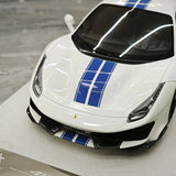 BBA Ferrari 2018 488 Pista White Blue Livery 1:18 – Resina de Modelo de Resina de Coleção