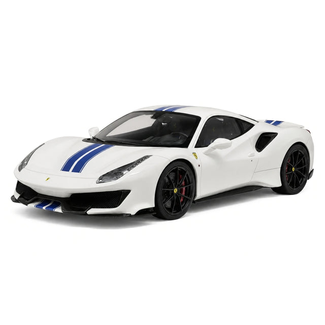 BBA Ferrari 2018 488 Pista White Blue Livery 1:18 – Resina de Modelo de Resina de Coleção