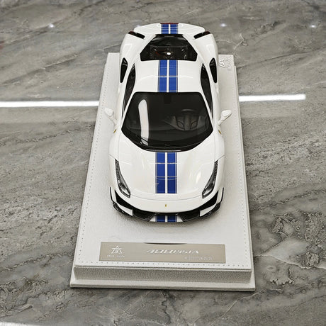 BBA Ferrari 2018 488 Pista White Blue Livery 1:18 – Collectible Resin Model Resin