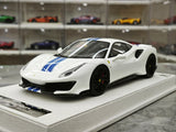 BBA Ferrari 2018 488 Pista White Blue Livery 1:18 – Resina de Modelo de Resina de Coleção