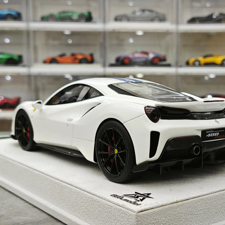 BBA Ferrari 2018 488 Pista White Blue Livery 1:18 – Collectible Resin Model Resin