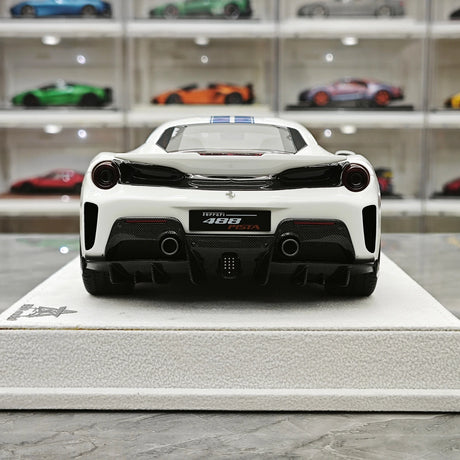 BBA Ferrari 2018 488 Pista White Blue Livery 1:18 – Collectible Resin Model Resin