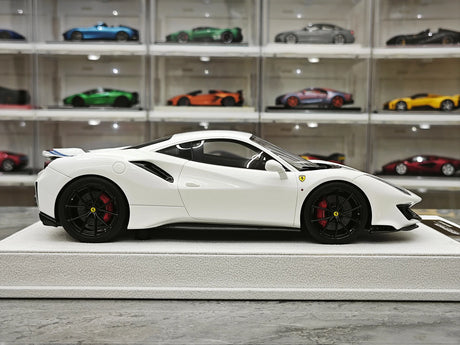 BBA Ferrari 2018 488 Pista White Blue Livery 1:18 – Collectible Resin Model Resin