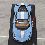 [BBR] 1:18 Ferrari 2019 488 Pista Coupe Azzurro La Plata Bianco Stripe Model Car Resin