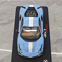 [BBR] 1:18 Ferrari 2019 488 Pista Coupe Azzurro La Plata Bianco Stripe Model Car Resin