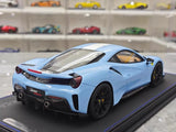 [BBR] 1:18 Ferrari 2019 488 Pista Coupe Azzurro La Plata Bianco Stripe Model Car Resin