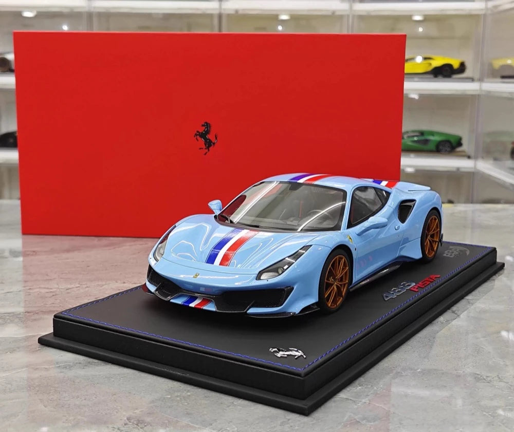 [BBR] 1:18 Ferrari 2019 488 Pista Coupe Azzurro La Plata-FR Model Car Resin
