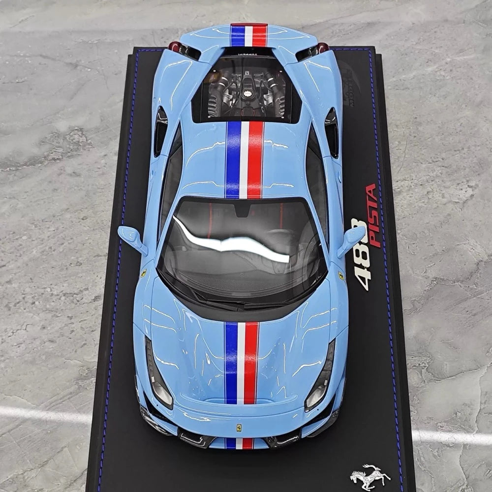 [BBR] 1:18 Ferrari 2019 488 Pista Coupe Azzurro La Plata-FR voiture miniature Resin