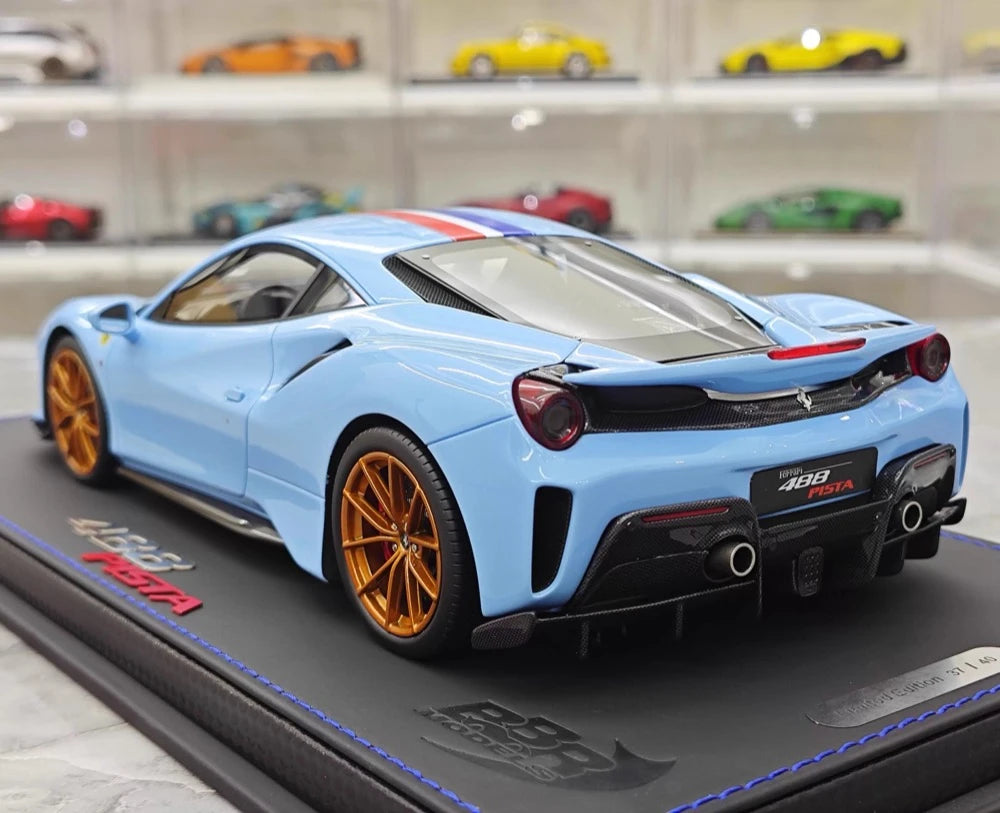 [BBR] 1:18 Ferrari 2019 488 Pista Coupe Azzurro La Plata-FR voiture miniature Resin