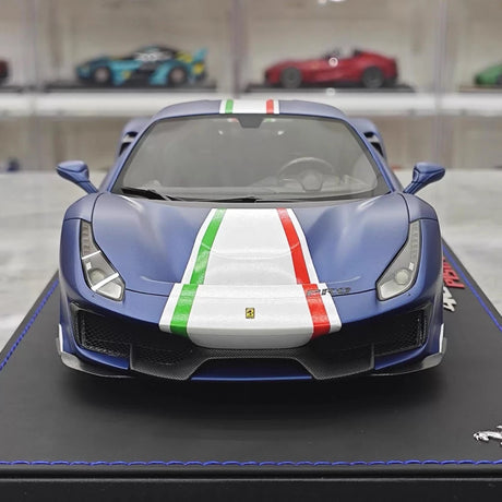 [BBR] 1:18 Ferrari 2019 488 Pista Coupe Blu Tour Tricolore Livery Model Car Resin