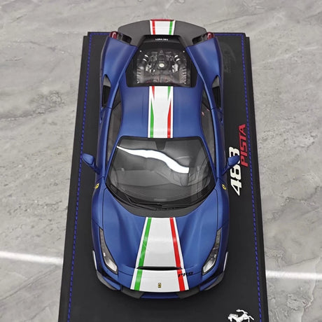 [BBR] 1:18 Ferrari 2019 488 Pista Coupe Blu Tour Tricolore Livery Model Car Resin
