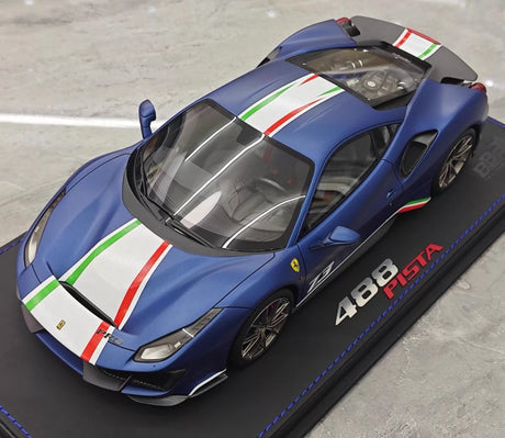 [BBR] 1:18 Ferrari 2019 488 Pista Coupe Blu Tour Tricolore Livery Model Car Resin