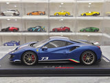 [BBR] 1:18 Ferrari 2019 488 Pista Coupe Blu Tour Tricolore Livery Model Car Resin