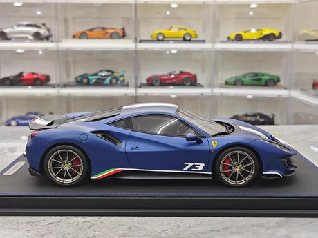 [BBR] 1:18 Ferrari 2019 488 Pista Coupe Blu Tour Tricolore Livery Model Car Resin