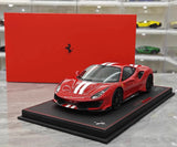 [BBR] 1:18 Ferrari 2019 488 Pista Coupe Rosso Corsa Bianco Stripe Model Car Resin